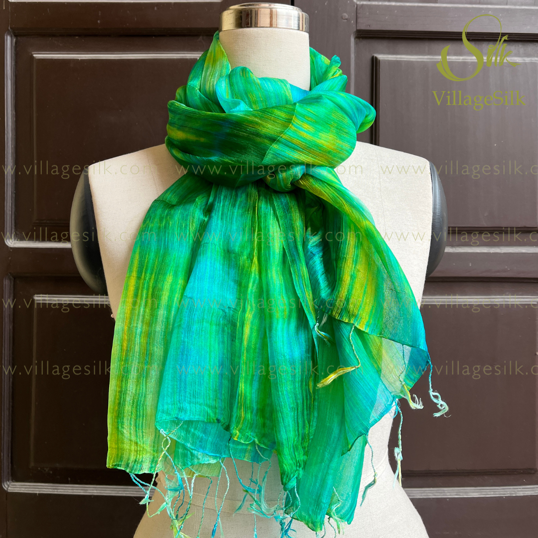 SILK SCARF |100% Natural Mulberry silk| Tassels Silk Scarves| Hand-dyed silk| Twisting Fringe Silk Scarves| Handmade Scarves| Made in Vietnam