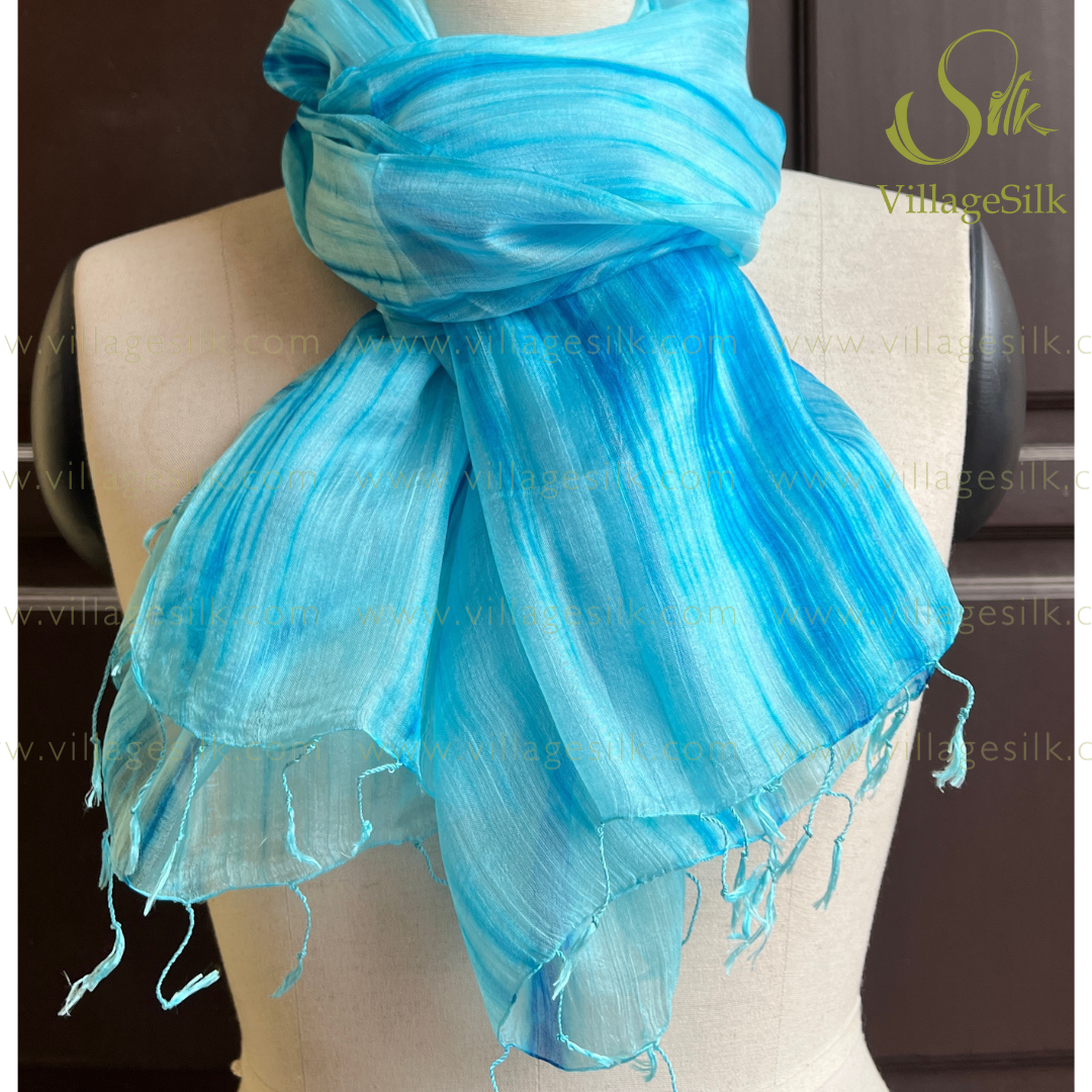 SILK SCARF |100% Natural Mulberry silk| Tassels Silk Scarves| Hand-dyed silk| Twisting Fringe Silk Scarves| Handmade Scarves| Made in Vietnam