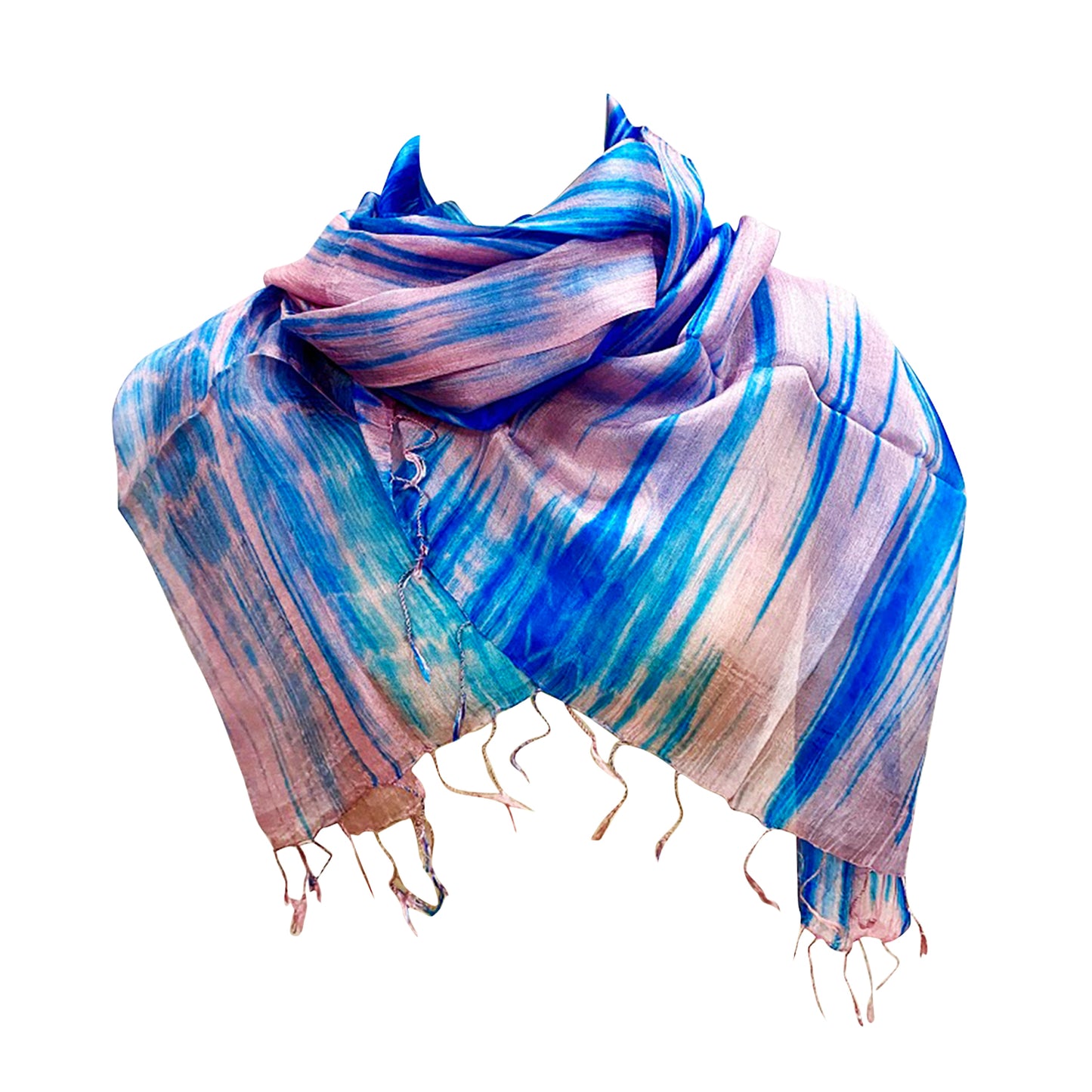 SILK SCARF BLUE 02