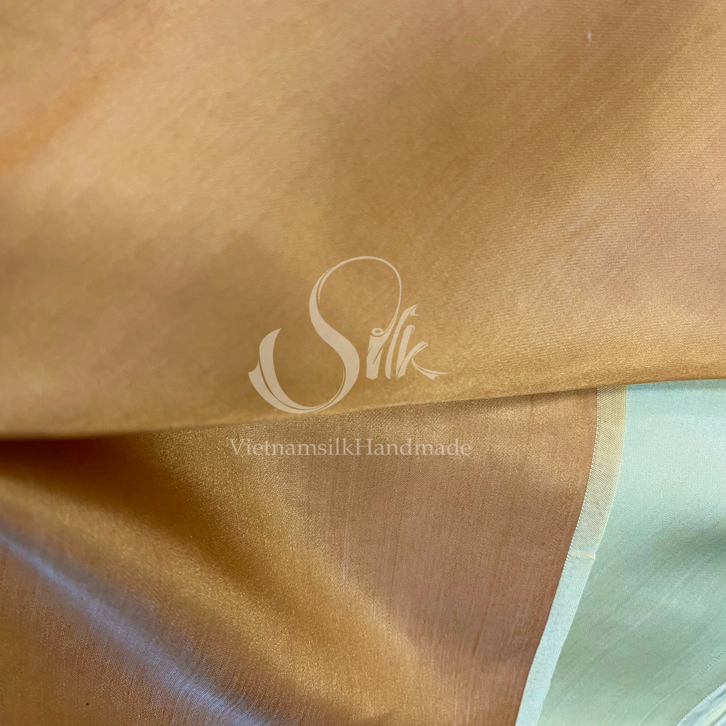 Orange Bronze Silk fabric by the yard - Natural silk - Pure Mulberry Silk - Handmade in VietNam