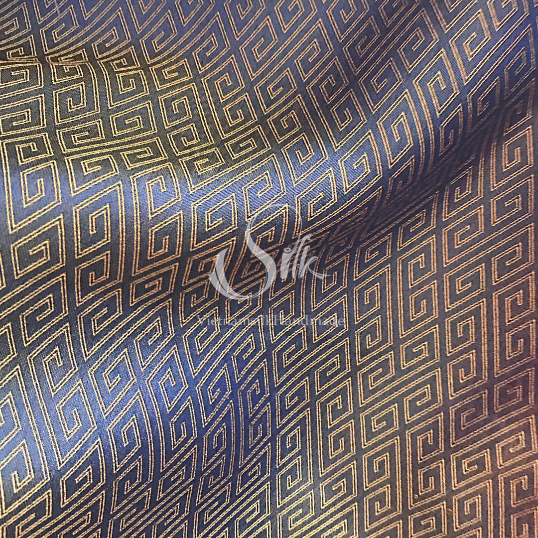 Silk with Bronze Plaid pattern - PURE MULBERRY SILK fabric by the yard - Luxury Silk - Natural silk - Handmade in VietNam- Silk with Design