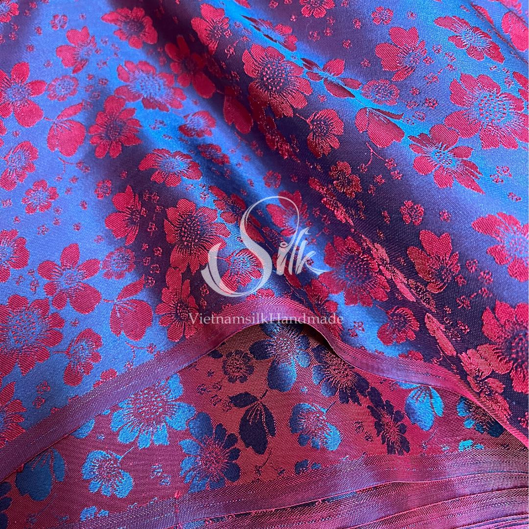samples of Silk - PURE MULBERRY SILK fabric by the yard - Floral Silk