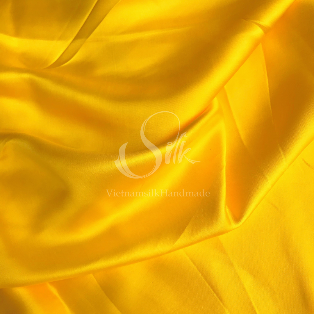 Yellow Silk fabric by the yard - Natural silk - Pure Mulberry Silk - H