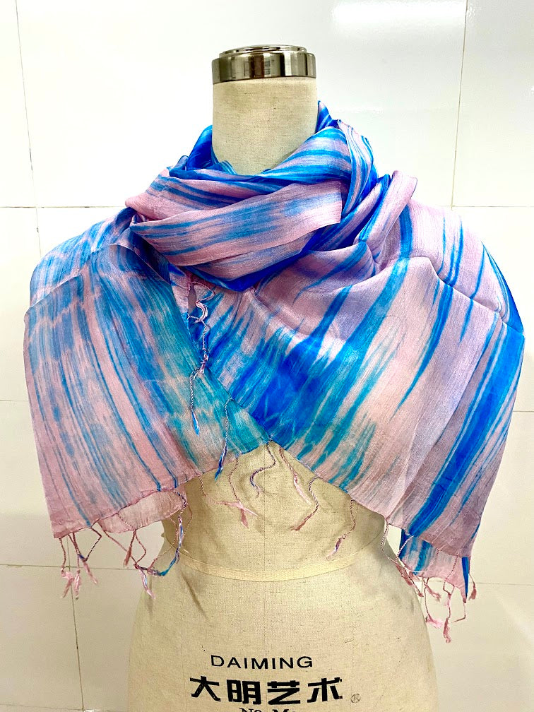 SILK SCARF BLUE 02