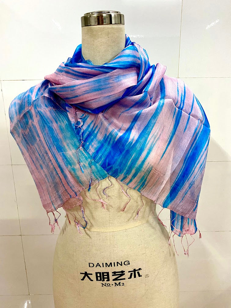 SILK SCARF BLUE 02