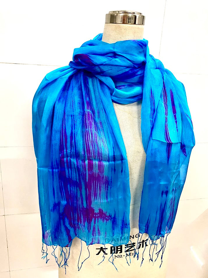 SILK SCARF BLUE 01