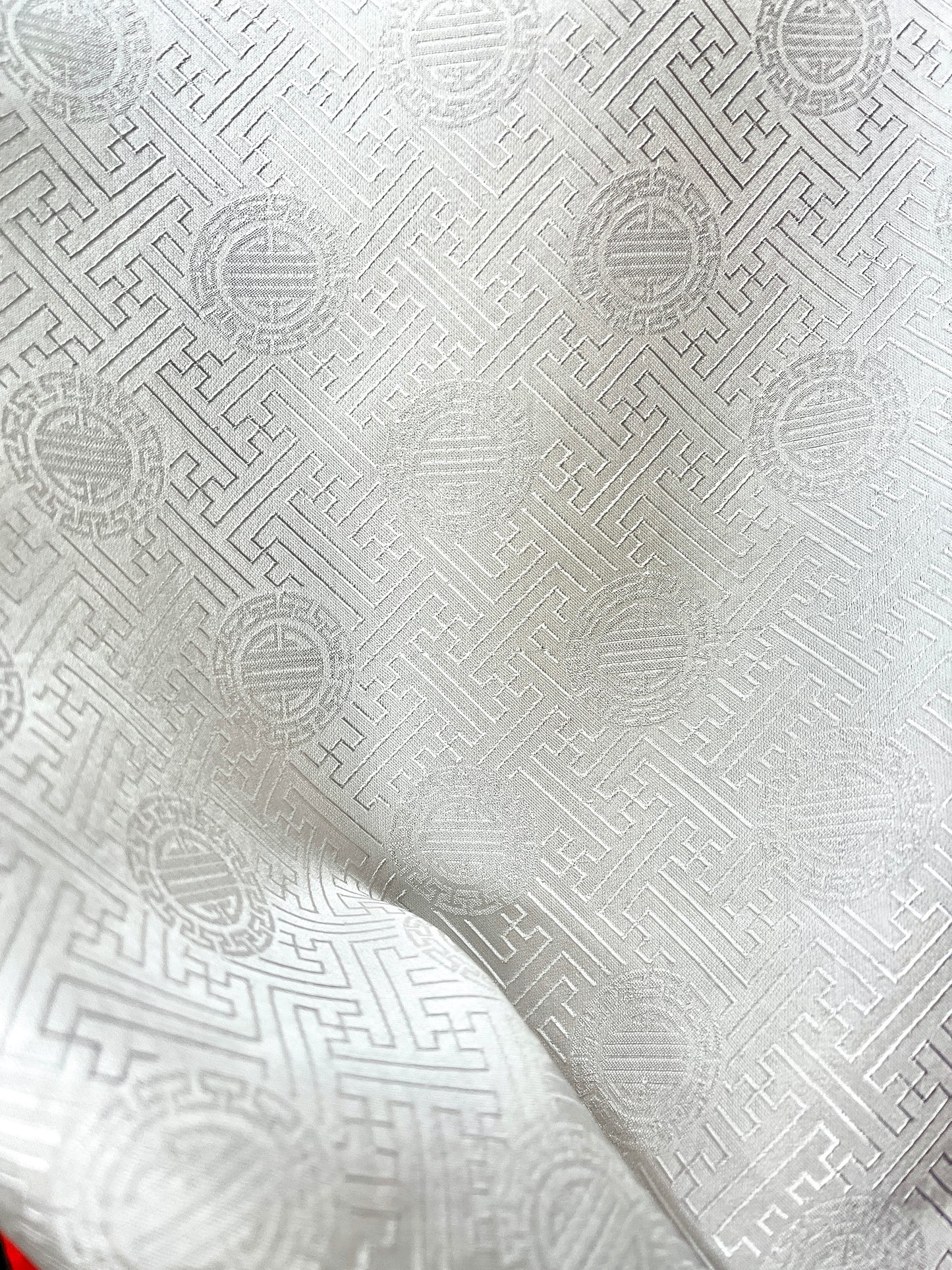White Silk with Old Design -PURE MULBERRY SILK fabric by the yard -  Floral Silk -Luxury Silk - Natural silk - Handmade in VietNam- Silk with Design