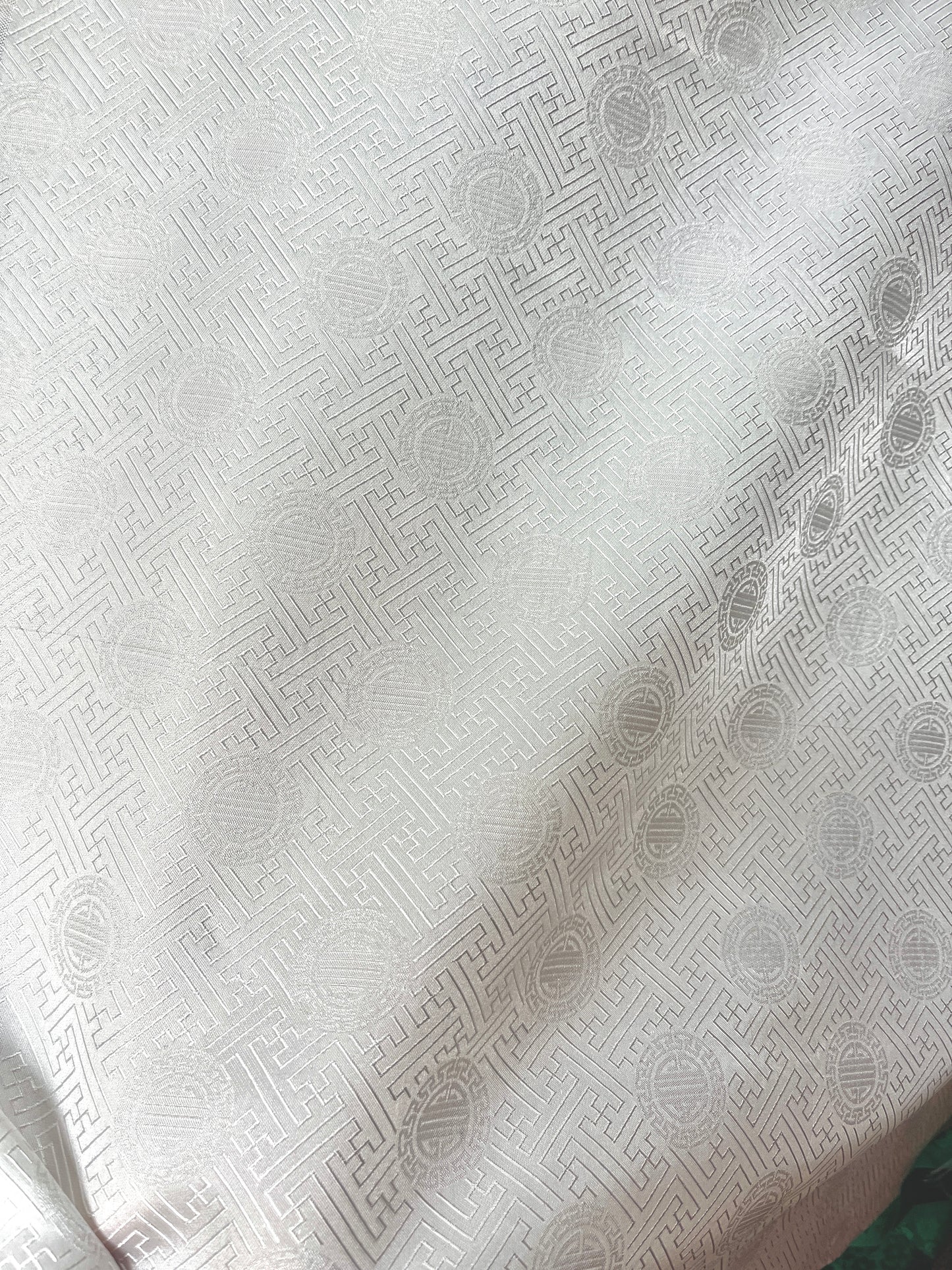 White Silk with Old Design -PURE MULBERRY SILK fabric by the yard -  Floral Silk -Luxury Silk - Natural silk - Handmade in VietNam- Silk with Design
