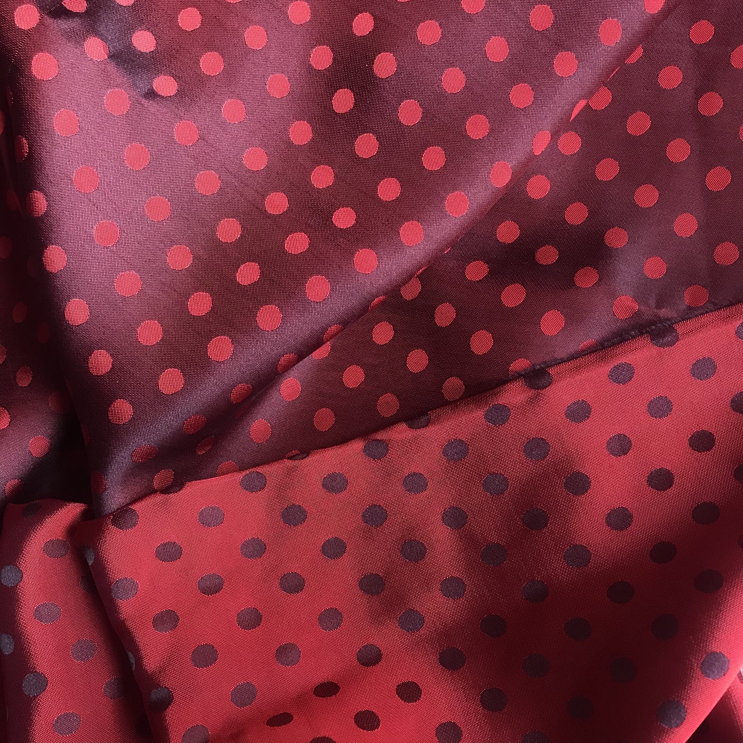 Red Black dot silk - PURE MULBERRY SILK fabric by the yard - Polkadot silk -Luxury Silk - Natural silk - Handmade in VietNam- Silk with Design
