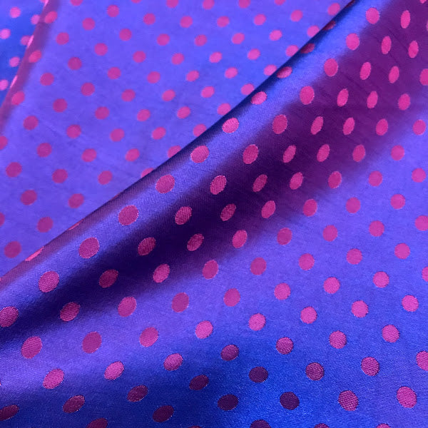 Purple dot silk - PURE MULBERRY SILK fabric by the yard - Polkadot silk -Luxury Silk - Natural silk - Handmade in VietNam- Silk with Design