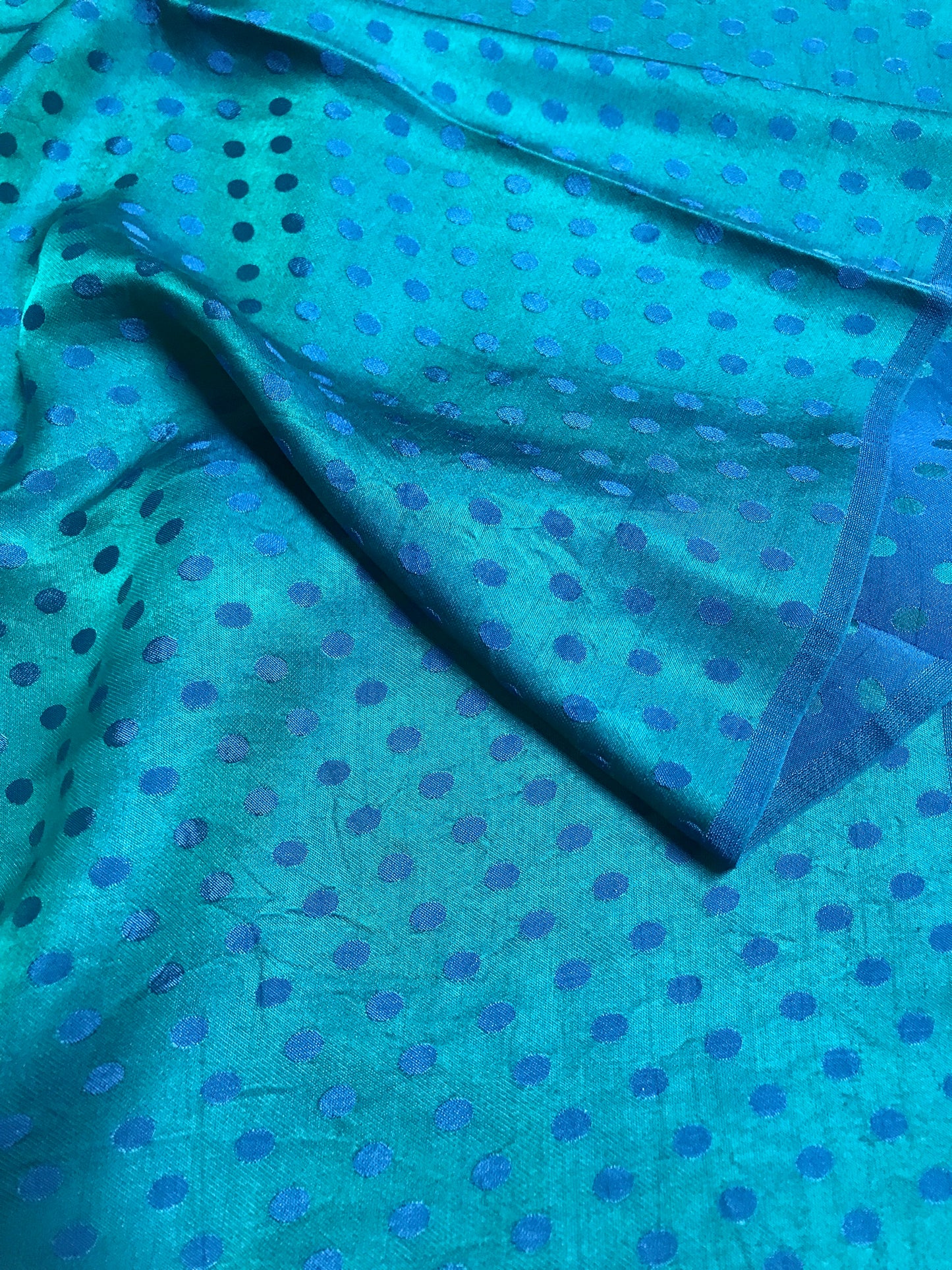 Peacock dot silk - PURE MULBERRY SILK fabric by the yard - Polkadot silk -Luxury Silk - Natural silk - Handmade in VietNam- Silk with Design