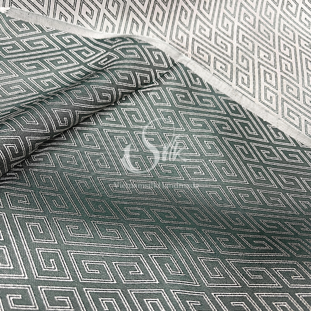 Gray Silk with Plaid pattern - PURE MULBERRY SILK fabric by the yard -Luxury Silk - Natural silk - Handmade in VietNam- Silk with Design