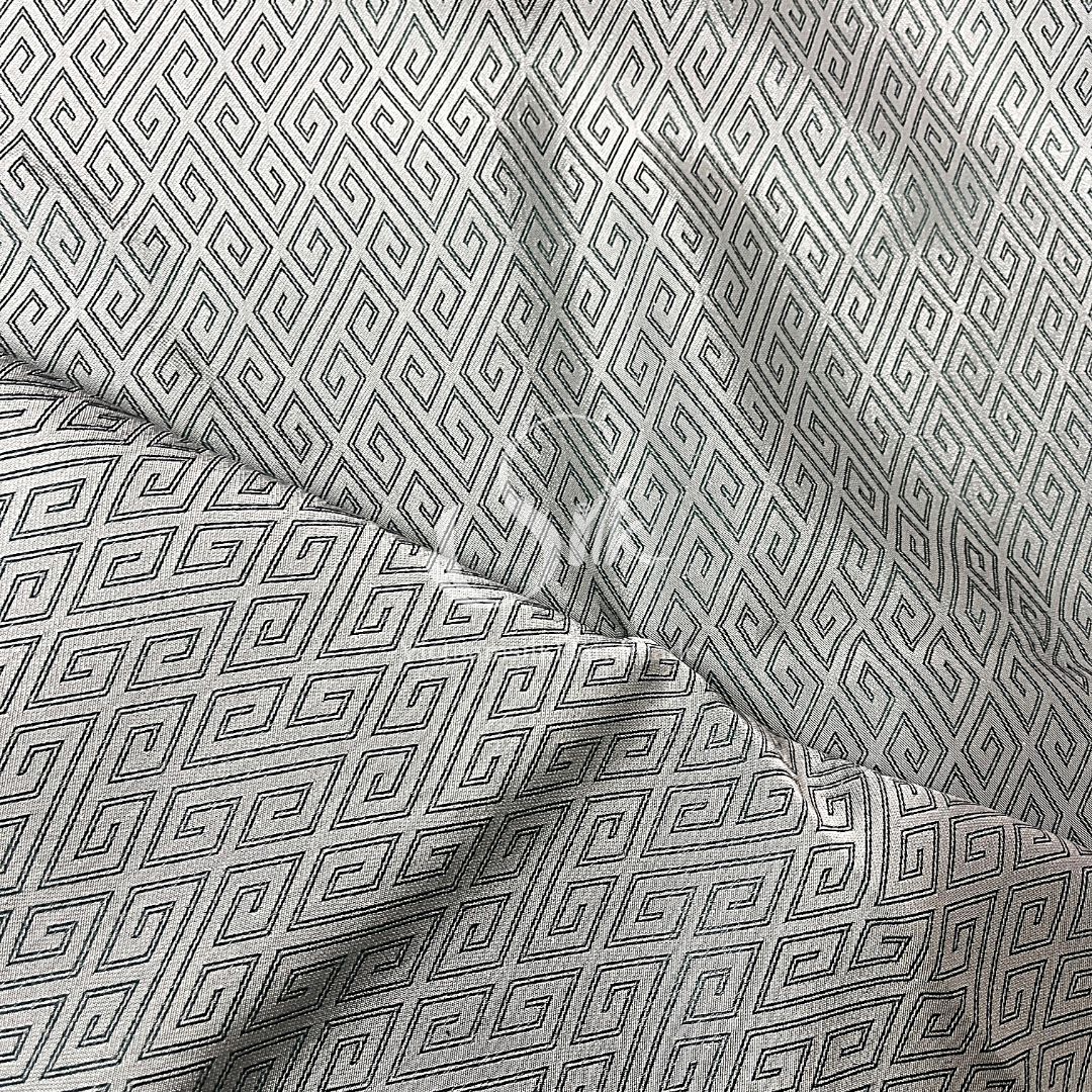 Gray Silk with Plaid pattern - PURE MULBERRY SILK fabric by the yard -Luxury Silk - Natural silk - Handmade in VietNam- Silk with Design