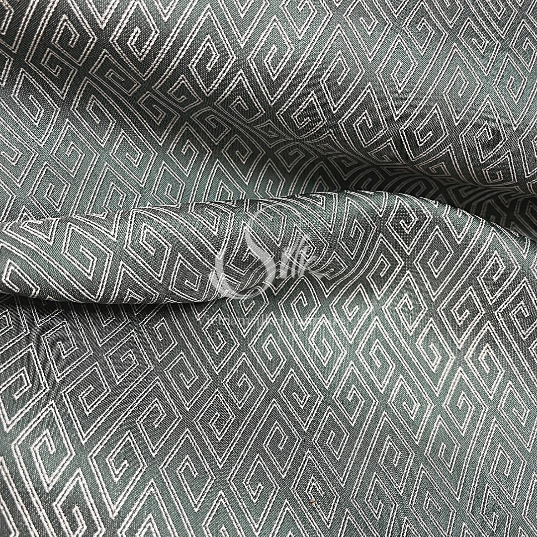 Gray Silk with Plaid pattern - PURE MULBERRY SILK fabric by the yard -Luxury Silk - Natural silk - Handmade in VietNam- Silk with Design