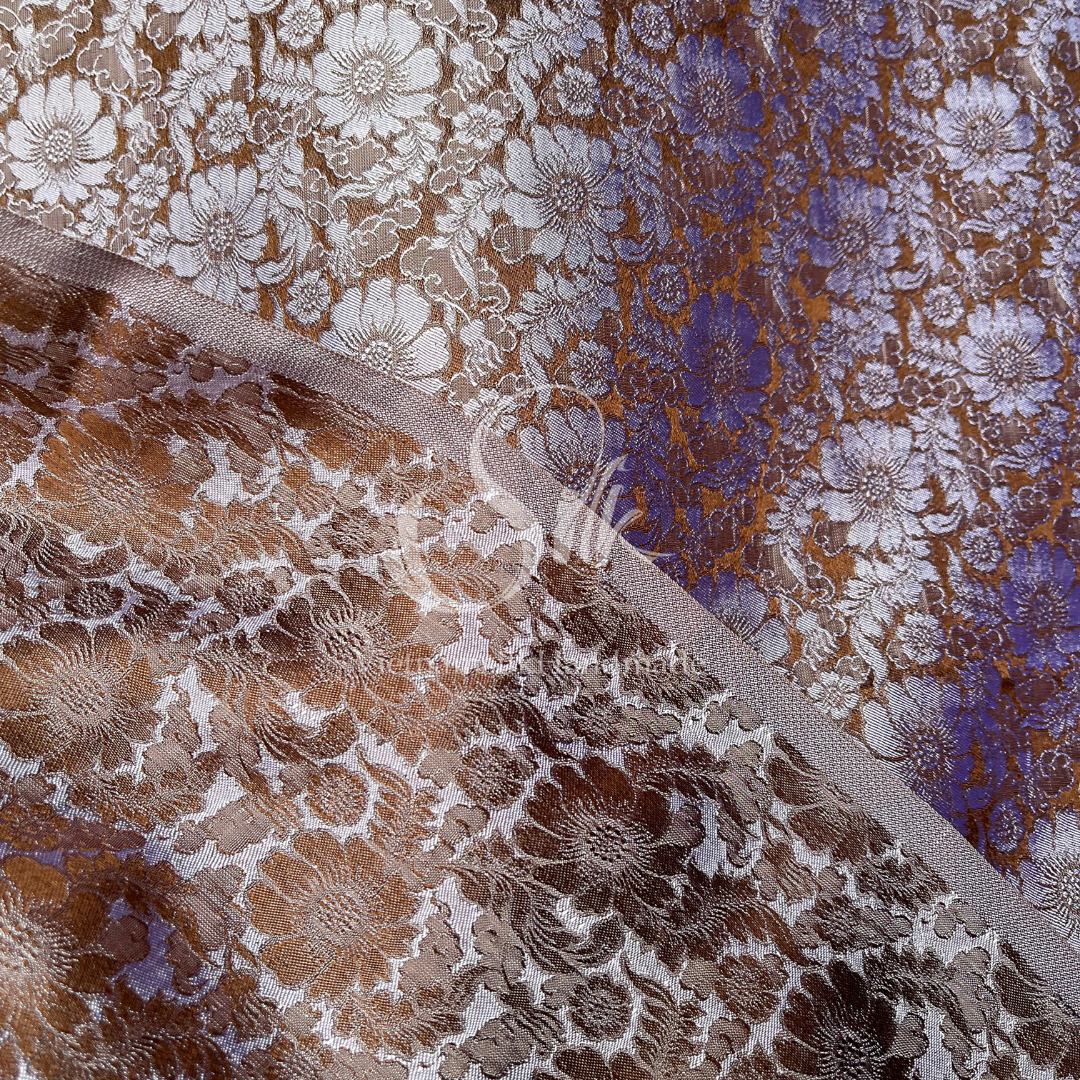 Green Silk with Daisy Flowers - PURE MULBERRY SILK fabric by the yard - Moss Green Floral Silk -Luxury Silk - Natural silk - Handmade in VietNam