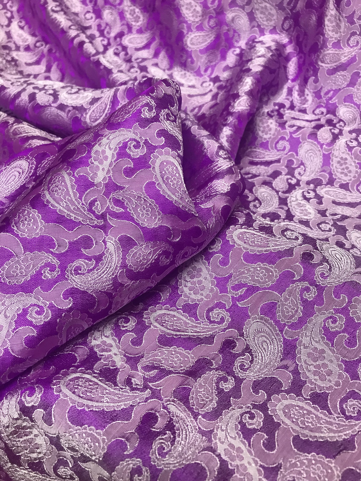 Purple Paisley Silk - PURE MULBERRY SILK fabric by the yard - Luxury Silk - Natural silk - Handmade in VietNam- Silk with Design
