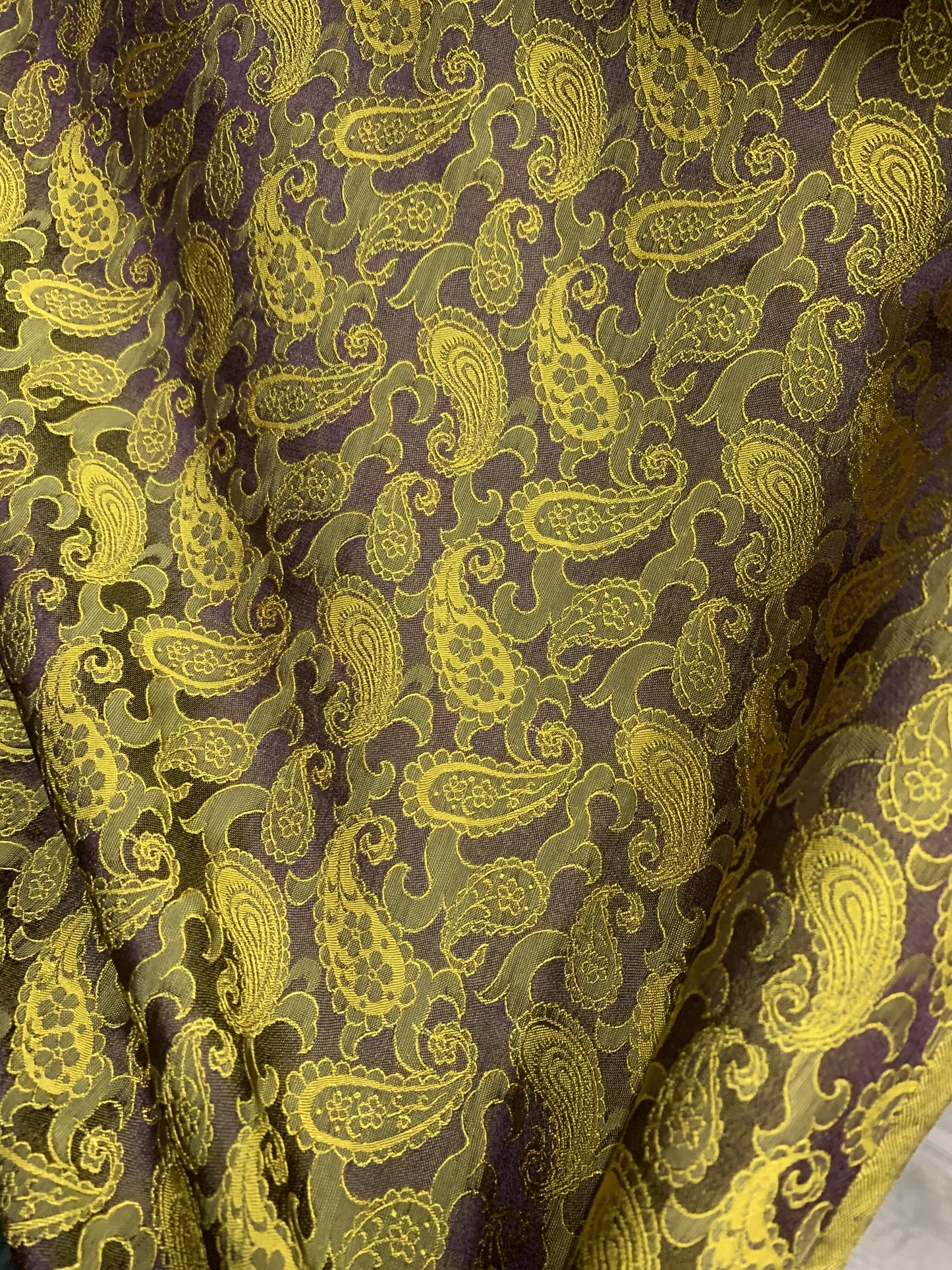 Gold Brown Paisley Silk - PURE MULBERRY SILK fabric by the yard - Luxury Silk - Natural silk - Handmade in VietNam- Silk with Design