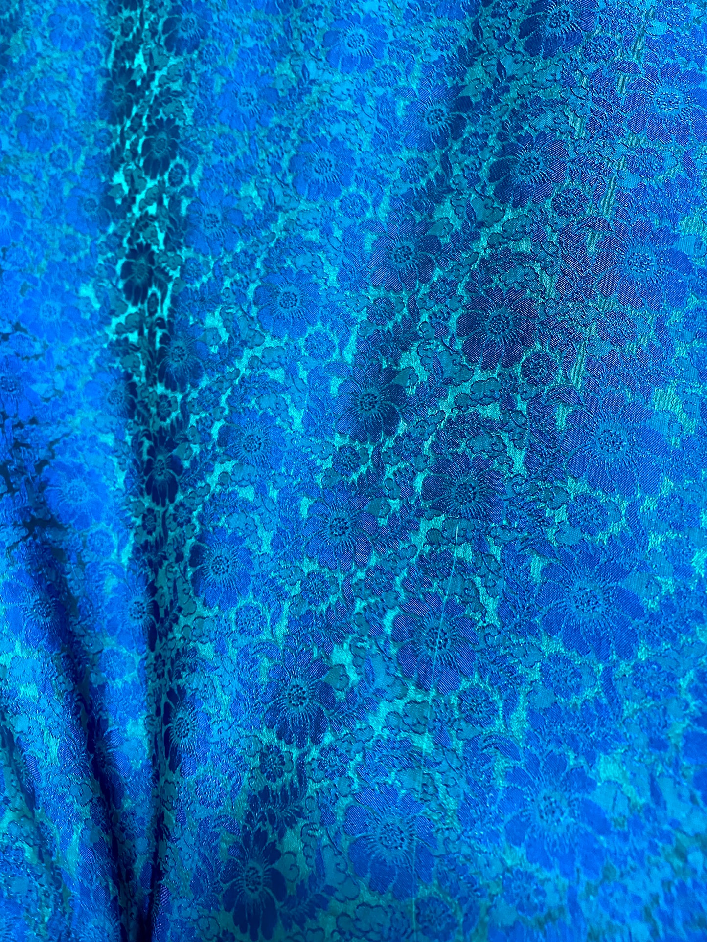 Peacock silk with Daisy chrysanthemums - PURE MULBERRY SILK fabric by the yard -  Floral Silk -Luxury Silk - Natural silk - Handmade in VietNam