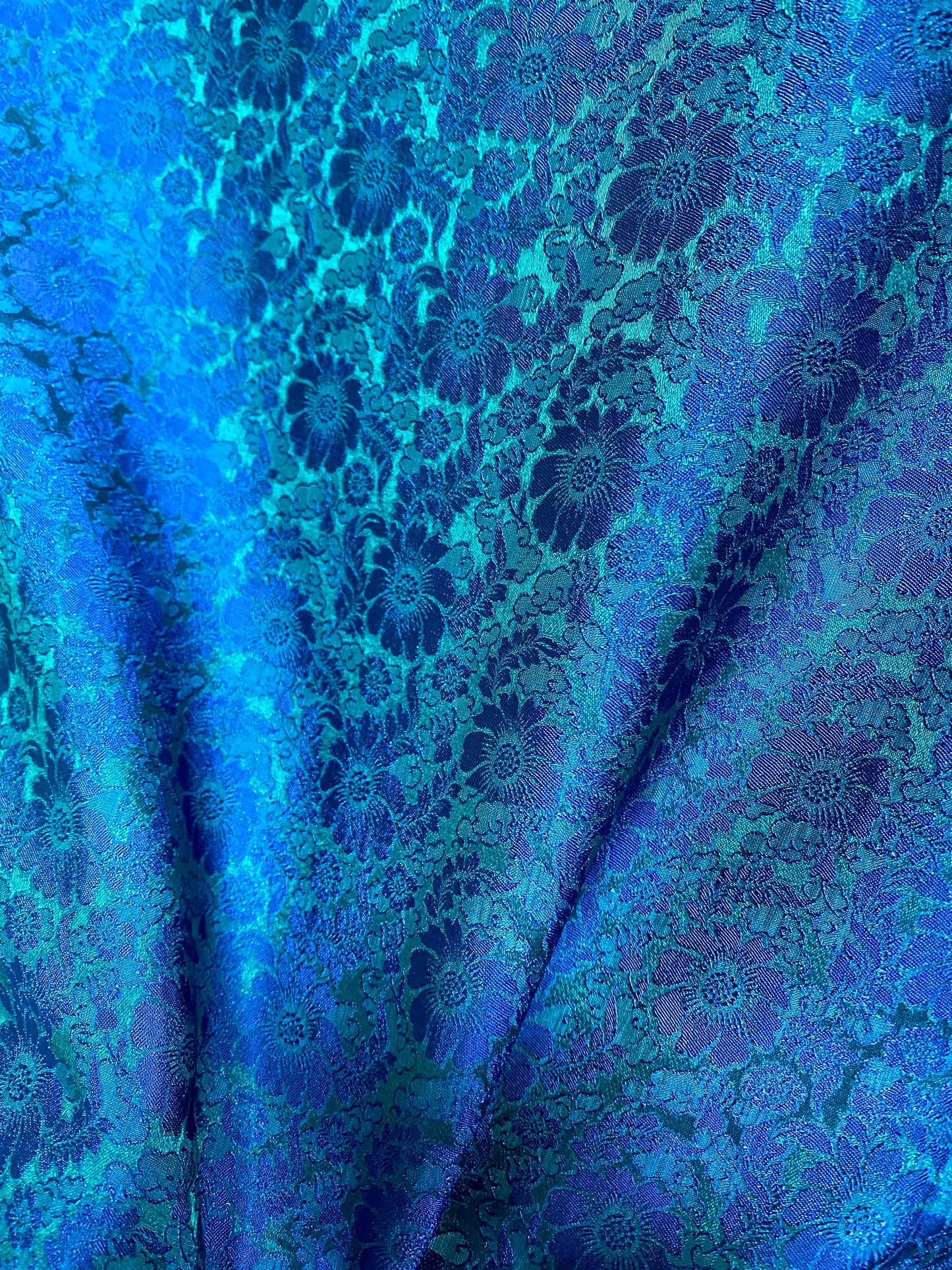 Peacock silk with Daisy chrysanthemums - PURE MULBERRY SILK fabric by the yard -  Floral Silk -Luxury Silk - Natural silk - Handmade in VietNam