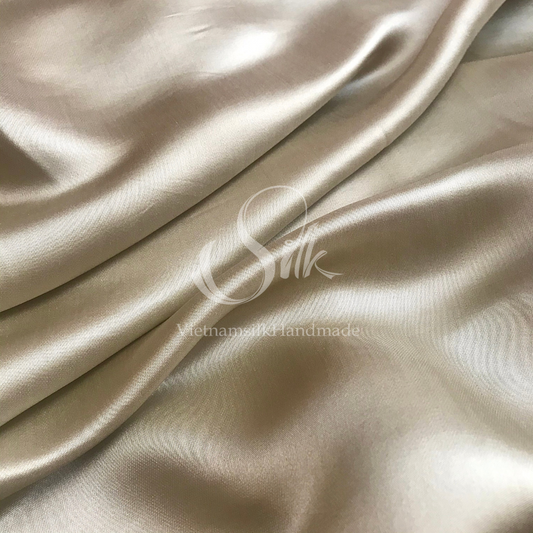 Light Copper Silk fabric by the yard - Natural silk - Pure Mulberry Silk - Handmade in VietNam