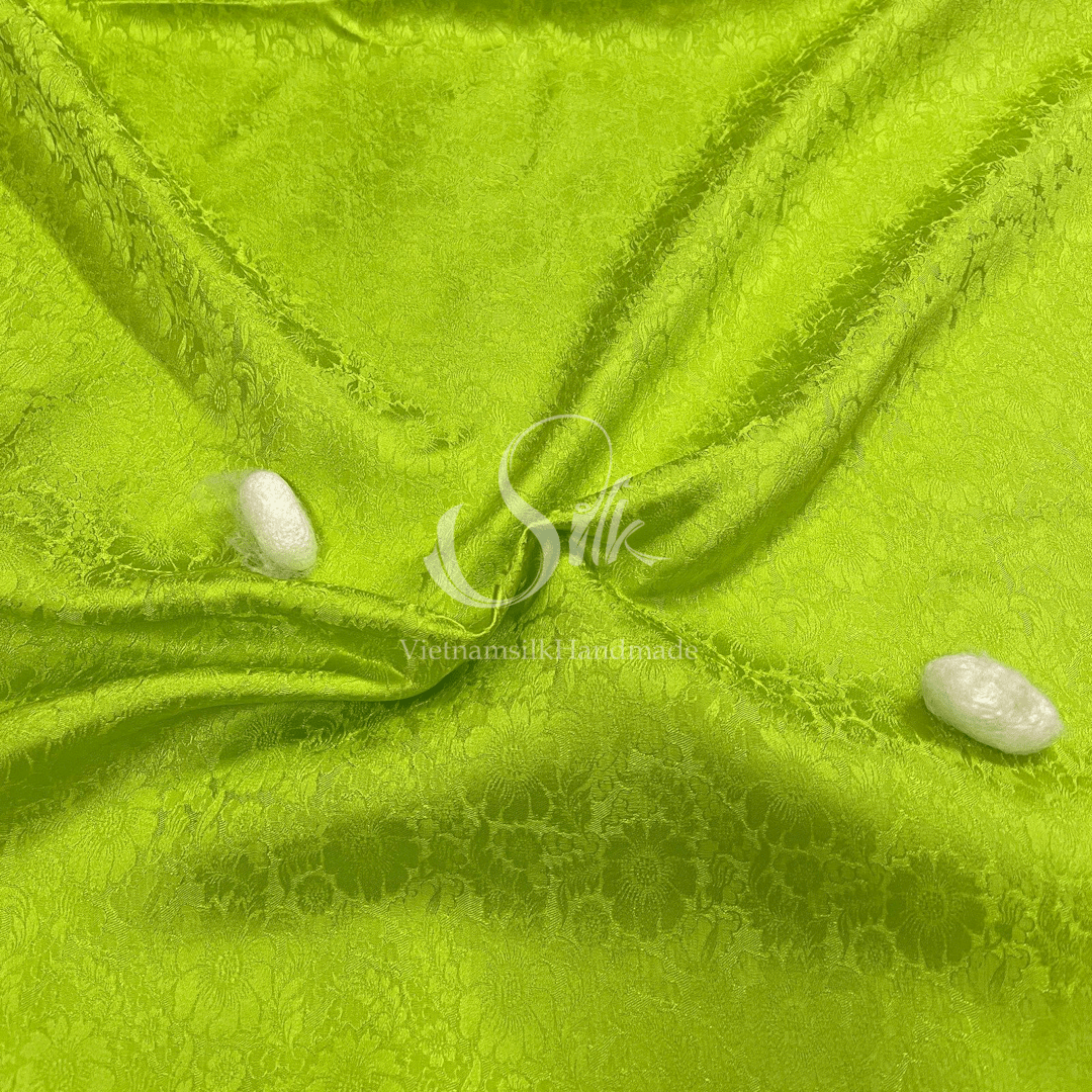 Premium Silk Fabric - Chartreuse Green Silk - HIGH-GRADE - 100% Mulberry Silk fabric by the yard - Luxury silk - Natural silk - Organic Silk - Handmade in Vietnam