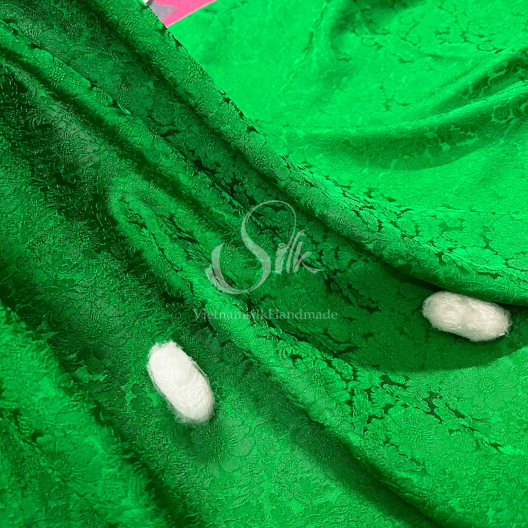 Premium Silk Fabric - Green Silk - HIGH-GRADE - 100% Mulberry Silk fabric by the yard - Luxury silk - Natural silk - Organic Silk - Handmade in Vietnam