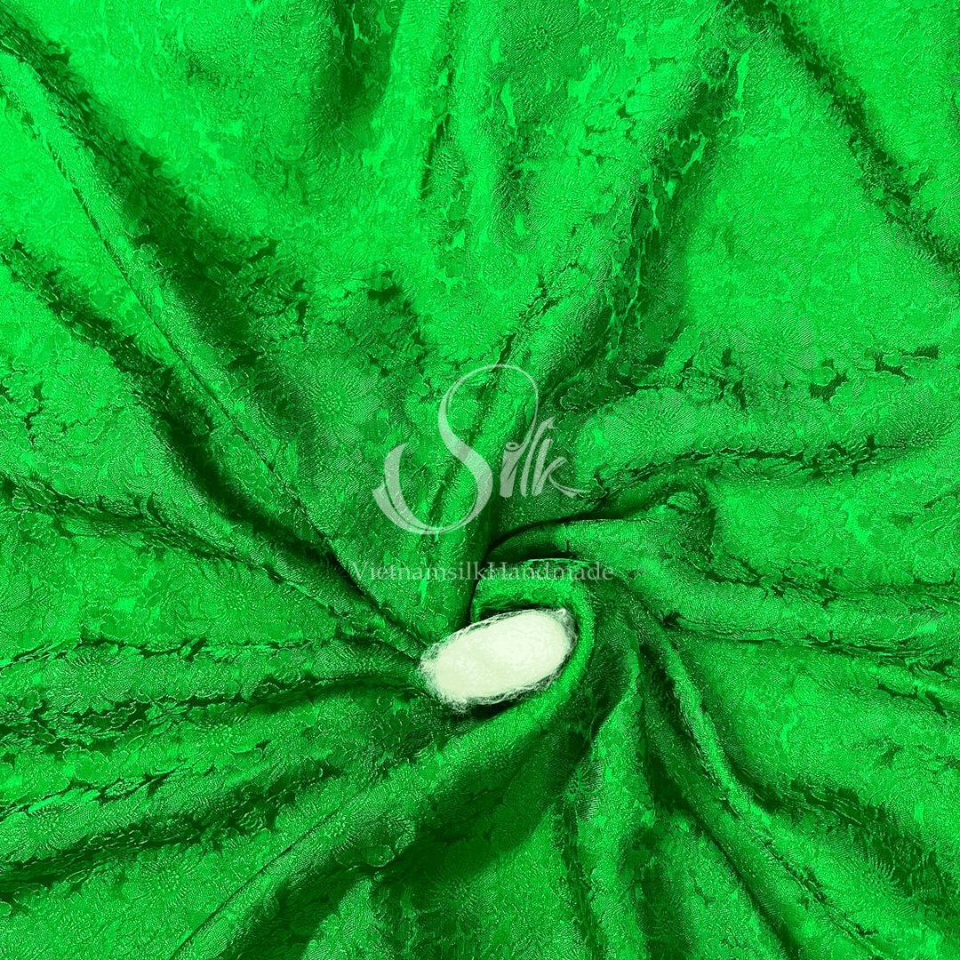 Premium Silk Fabric - Green Silk - HIGH-GRADE - 100% Mulberry Silk fabric by the yard - Luxury silk - Natural silk - Organic Silk - Handmade in Vietnam