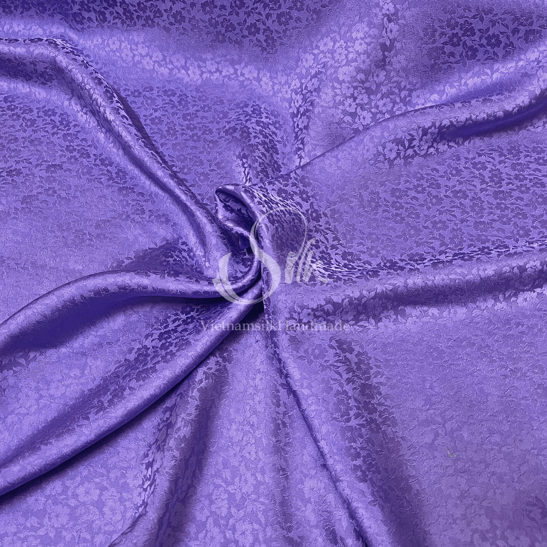 Premium Silk Fabric - Orchid Purple Floral Silk - HIGH-GRADE - 100% Mulberry Silk fabric by the yard - Luxury silk - Natural silk - Organic Silk - Handmade in Vietnam
