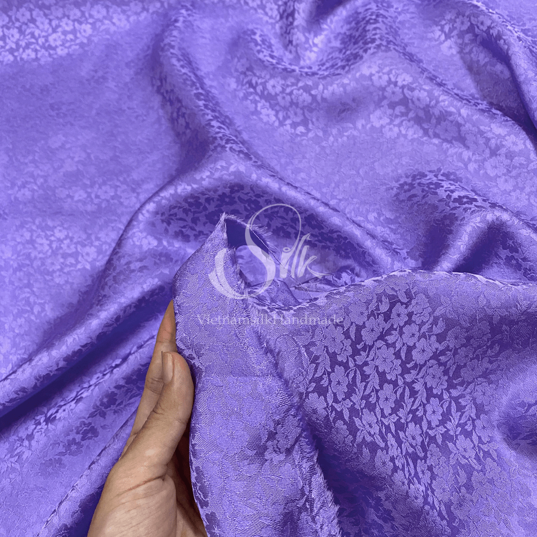 Premium Silk Fabric - Orchid Purple Floral Silk - HIGH-GRADE - 100% Mulberry Silk fabric by the yard - Luxury silk - Natural silk - Organic Silk - Handmade in Vietnam