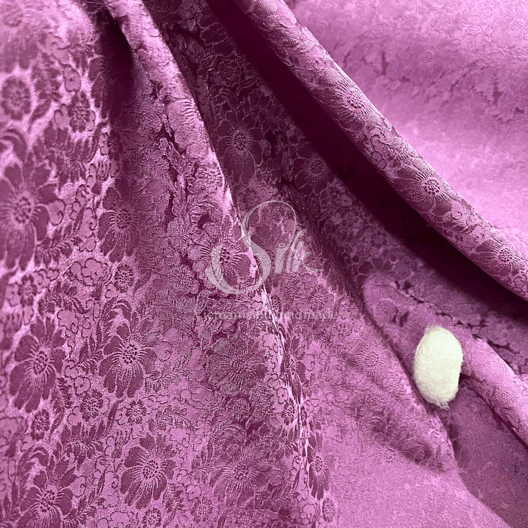 Premium Silk Fabric - Ultra Pink Floral Silk - HIGH-GRADE - 100% Mulberry Silk fabric by the yard - Luxury silk - Natural silk - Organic Silk - Handmade in Vietnam