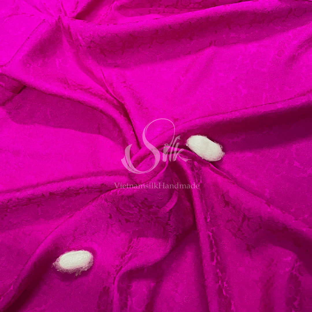 Premium Silk Fabric - Hot Pink Floral Silk - HIGH-GRADE - 100% Mulberry Silk fabric by the yard - Luxury silk - Natural silk - Organic Silk - Handmade in Vietnam
