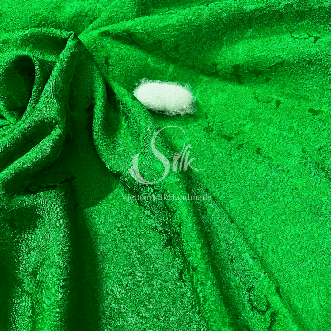Premium Silk Fabric - Green Silk - HIGH-GRADE - 100% Mulberry Silk fabric by the yard - Luxury silk - Natural silk - Organic Silk - Handmade in Vietnam