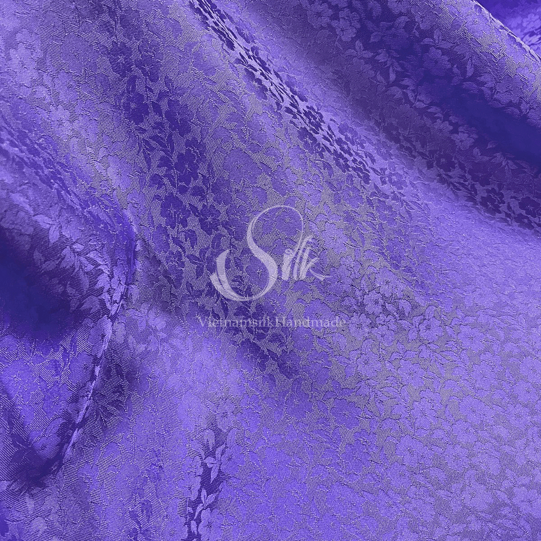 Premium Silk Fabric - Orchid Purple Floral Silk - HIGH-GRADE - 100% Mulberry Silk fabric by the yard - Luxury silk - Natural silk - Organic Silk - Handmade in Vietnam