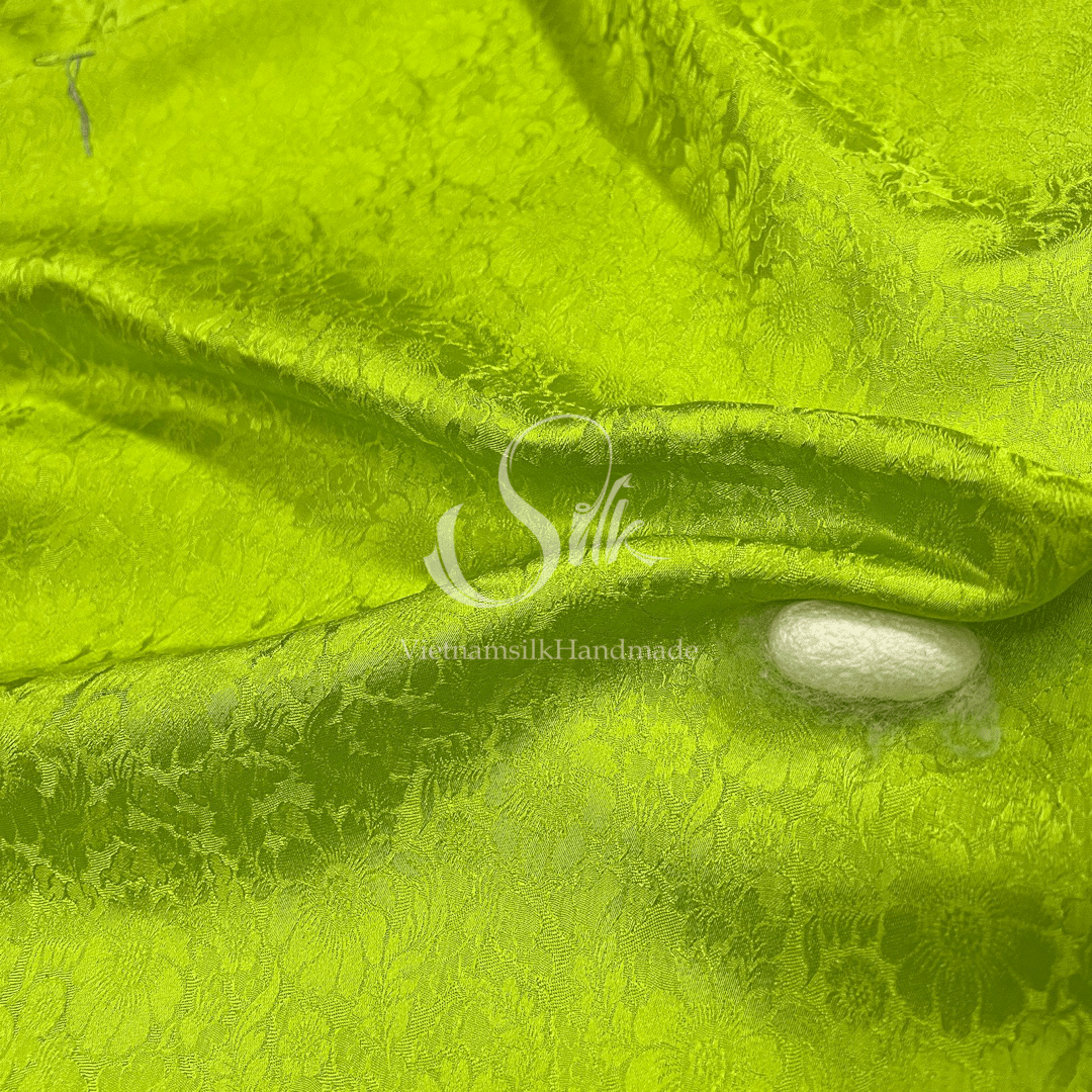 Premium Silk Fabric - Chartreuse Green Silk - HIGH-GRADE - 100% Mulberry Silk fabric by the yard - Luxury silk - Natural silk - Organic Silk - Handmade in Vietnam