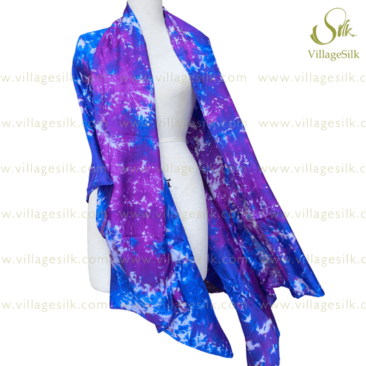 100% SILK SCARF| 100% PURE Natural Mulberry silk | Hand Dyed Scarf | Navy Blue and Black | Whole Sale Silk Scarves | Gift for her | Made in Vietnam