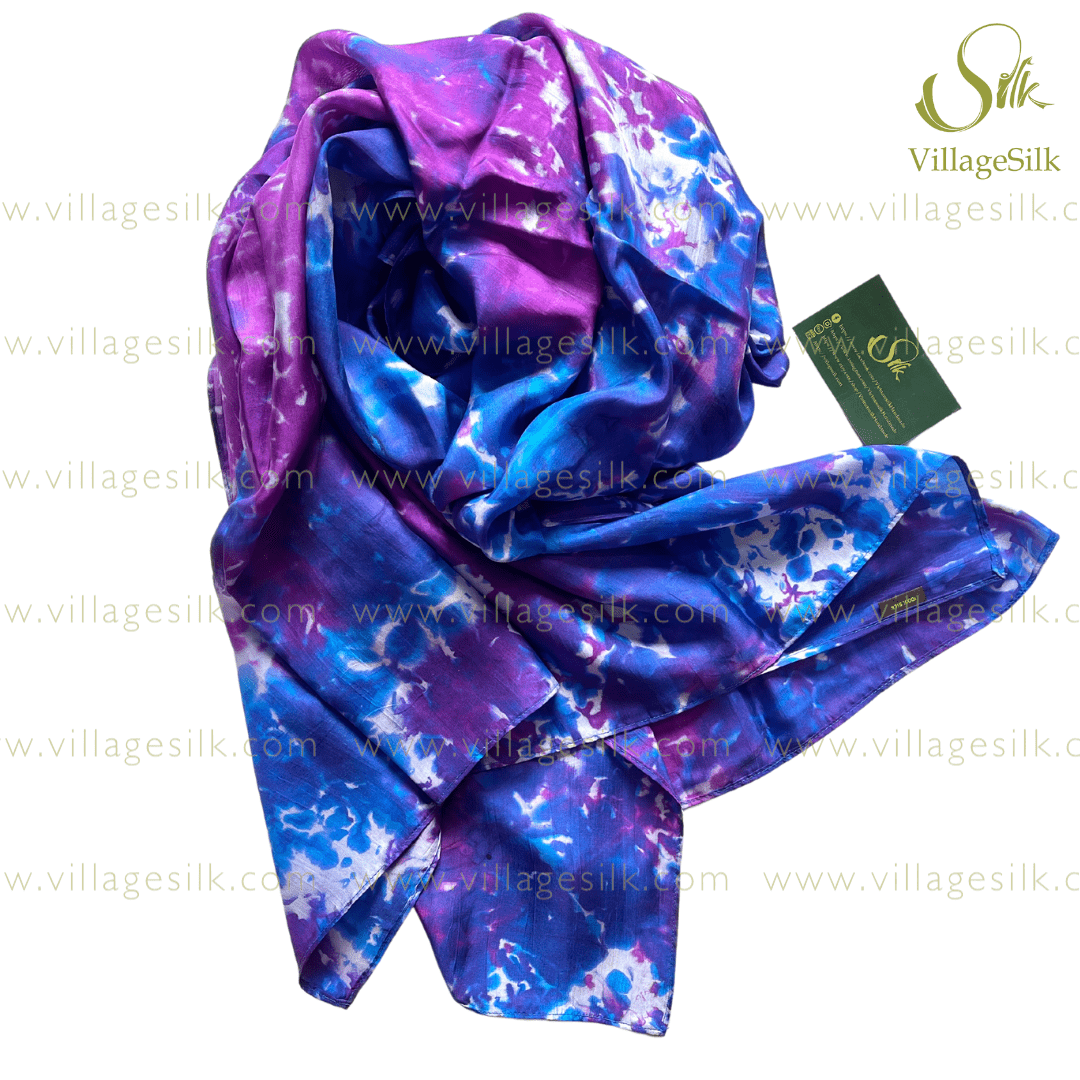 100% SILK SCARF| 100% PURE Natural Mulberry silk | Hand Dyed Scarf | Navy Blue and Black | Whole Sale Silk Scarves | Gift for her | Made in Vietnam