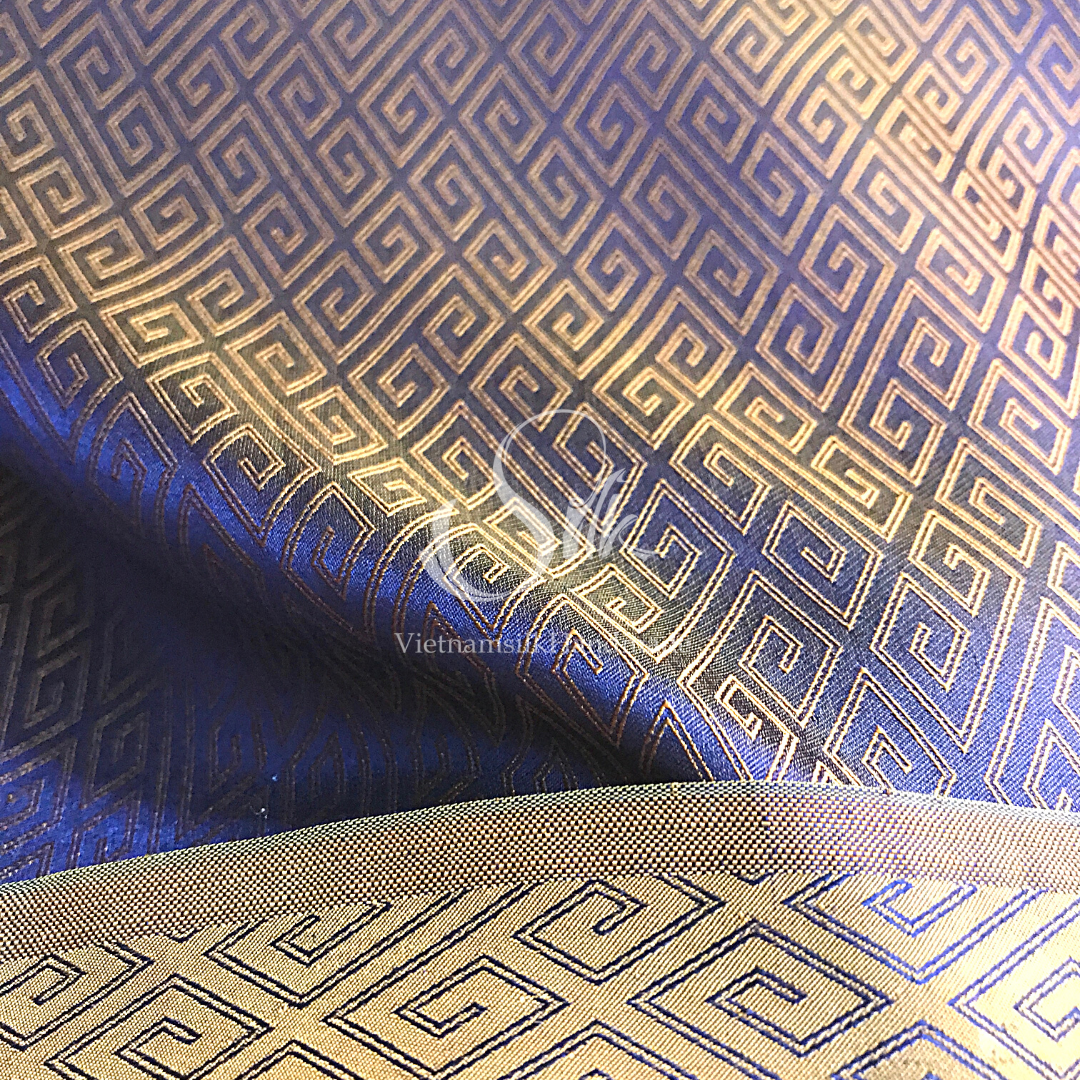 Silk with Bronze Plaid pattern - PURE MULBERRY SILK fabric by the yard - Luxury Silk - Natural silk - Handmade in VietNam- Silk with Design
