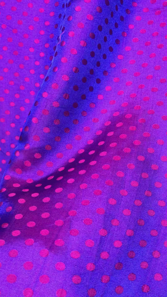 Purple dot silk - PURE MULBERRY SILK fabric by the yard - Polkadot silk -Luxury Silk - Natural silk - Handmade in VietNam- Silk with Design