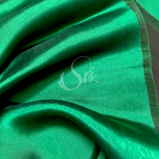 Green Plain silk - PURE MULBERRY SILK fabric by the yard - Luxury silk fabric - Natural silk - Handmade in VietNam - Double-sided silk