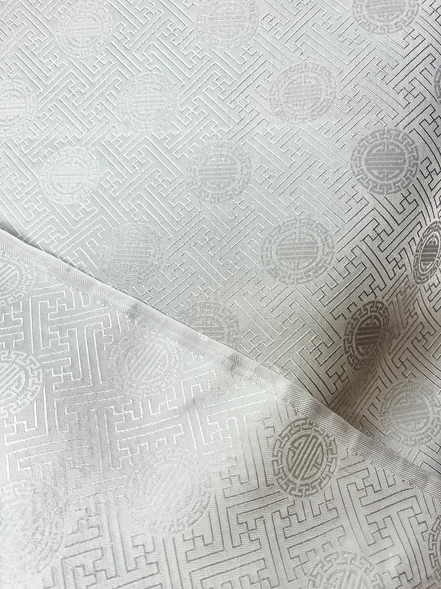 White Silk with Old Design -PURE MULBERRY SILK fabric by the yard -  Floral Silk -Luxury Silk - Natural silk - Handmade in VietNam- Silk with Design
