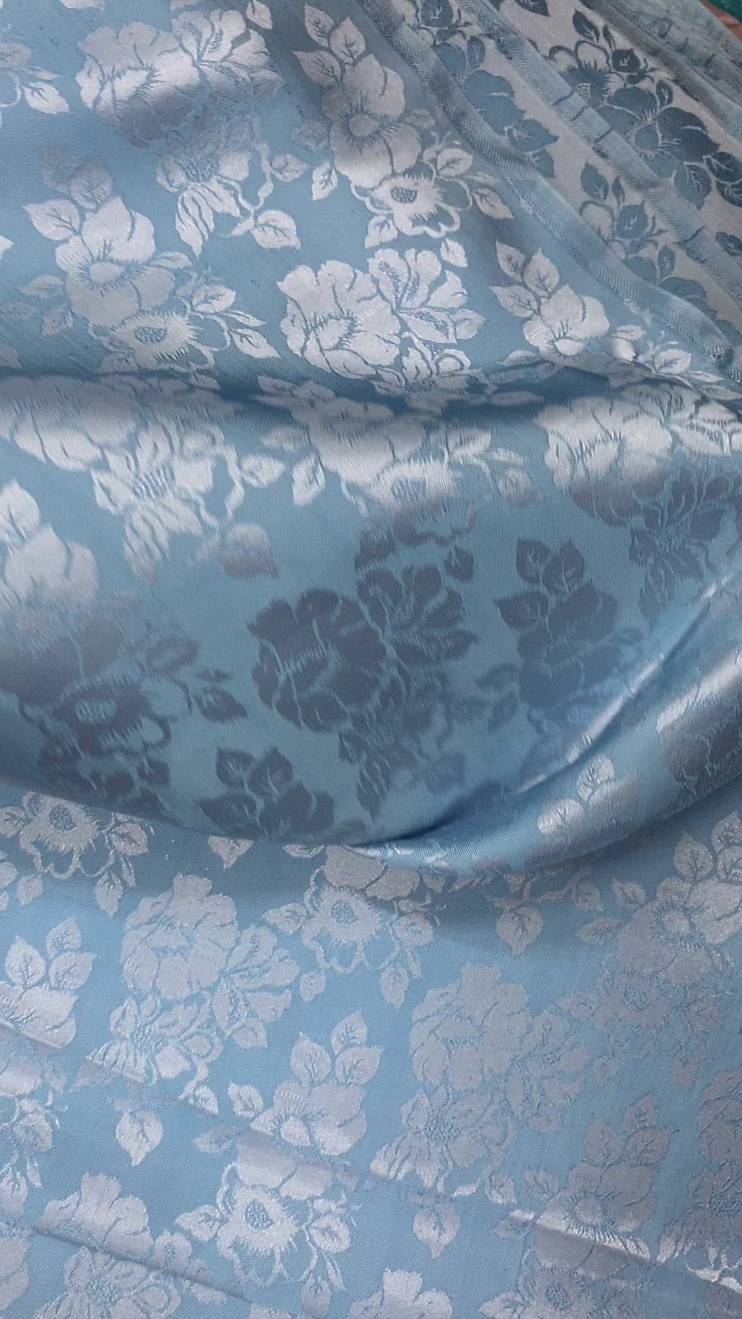 Blue Silk fabric by the yard - Natural silk - Pure Mulberry Silk