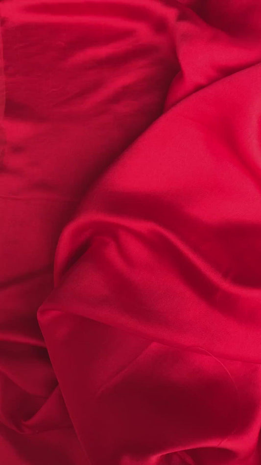 Red Silk fabric by the yard - Natural silk - Pure Mulberry Silk - Handmade in VietNam