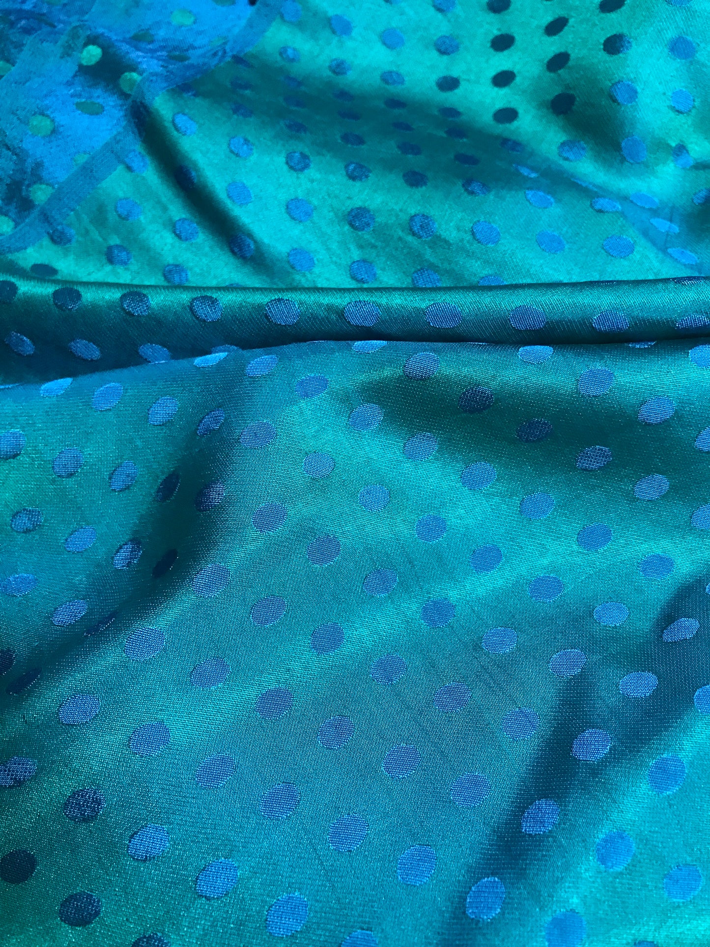 Peacock dot silk - PURE MULBERRY SILK fabric by the yard - Polkadot silk -Luxury Silk - Natural silk - Handmade in VietNam- Silk with Design