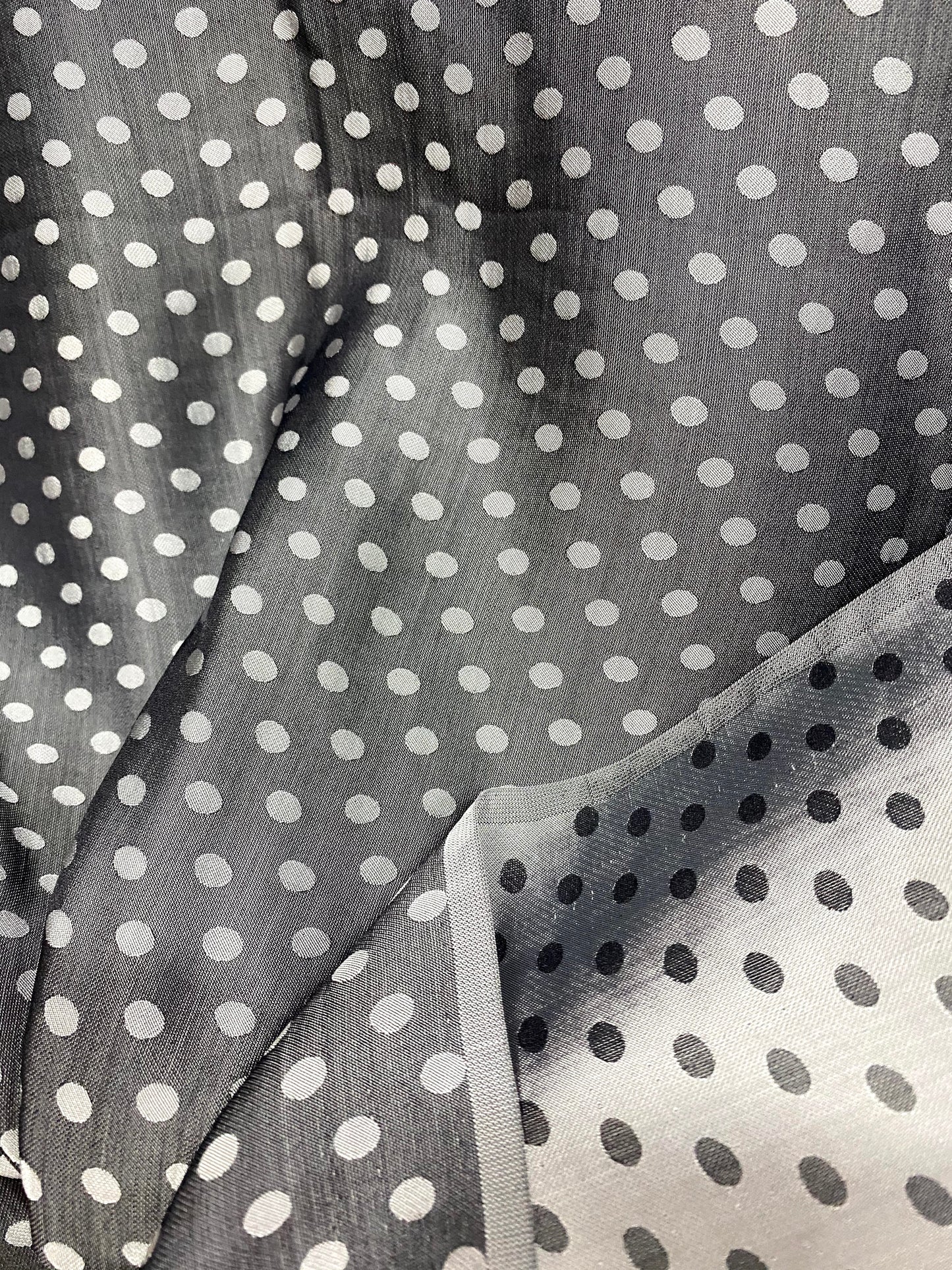 Dark grey dot silk - PURE MULBERRY SILK fabric by the yard - Polkadot silk -Luxury Silk - Natural silk - Handmade in VietNam- Silk with Design