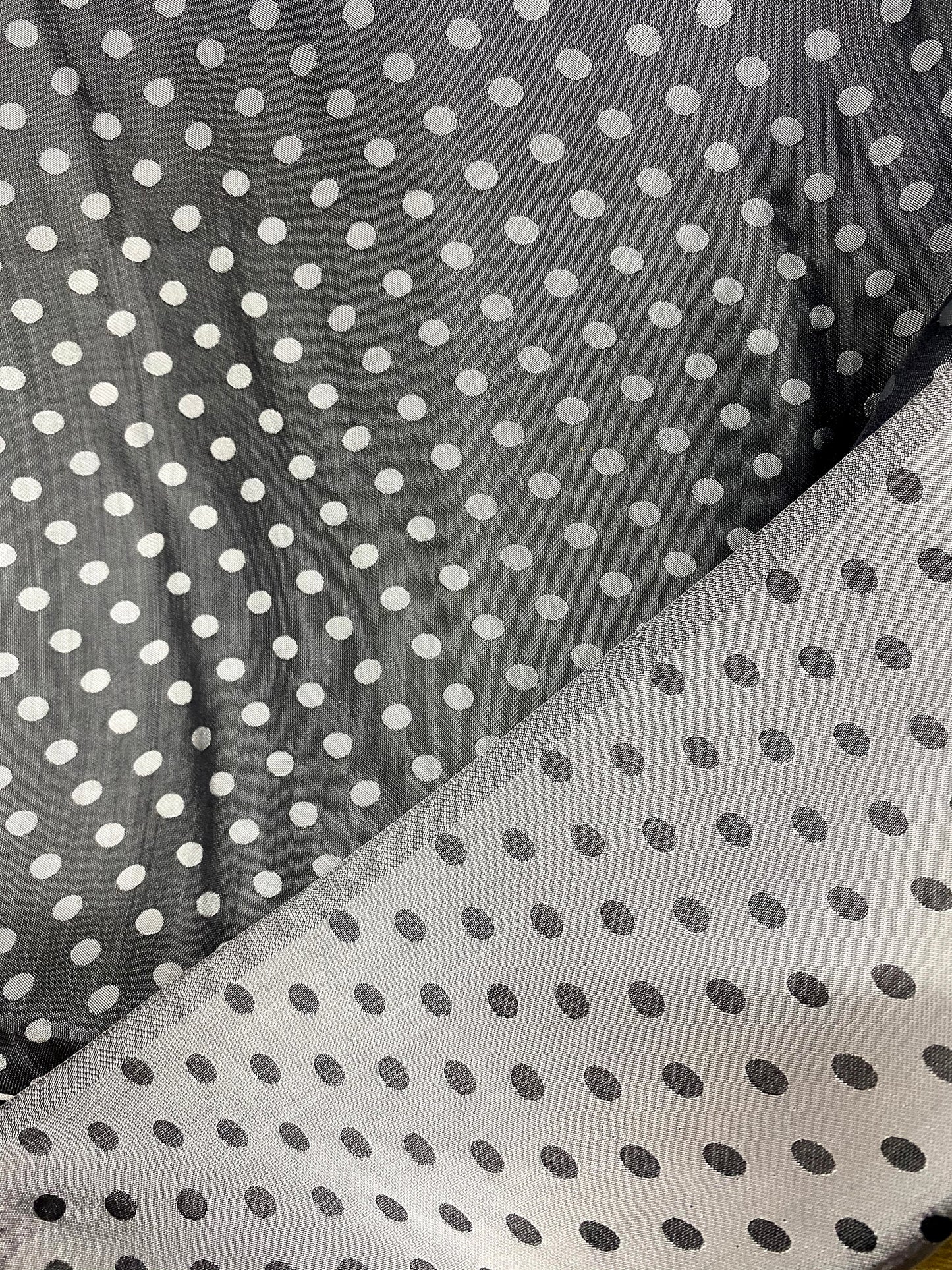 Dark grey dot silk - PURE MULBERRY SILK fabric by the yard - Polkadot silk -Luxury Silk - Natural silk - Handmade in VietNam- Silk with Design