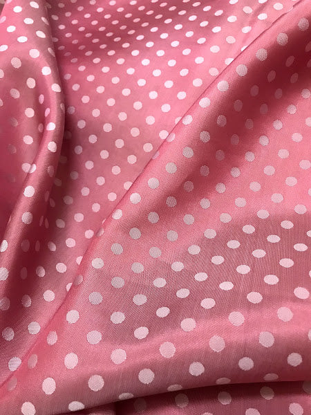 Pink dot silk - PURE MULBERRY SILK fabric by the yard - Polkadot silk -Luxury Silk - Natural silk - Handmade in VietNam- Silk with Design
