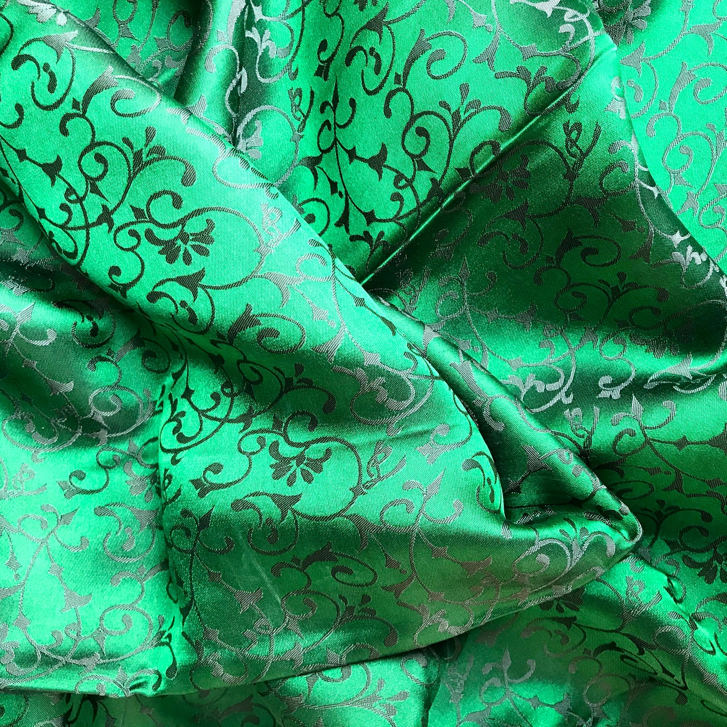 Dark green silk - PURE MULBERRY SILK fabric by the yard -  Floral Silk -Luxury Silk - Natural silk - Handmade in VietNam- Silk with Design