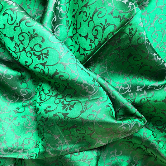 Dark green silk - PURE MULBERRY SILK fabric by the yard -  Floral Silk -Luxury Silk - Natural silk - Handmade in VietNam- Silk with Design