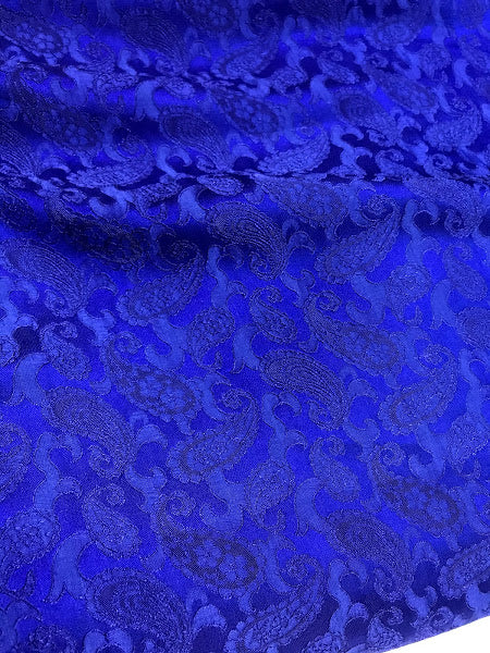 Navy Paisley design Silk - PURE MULBERRY SILK fabric by the yard - Luxury Silk - Natural silk - Handmade in VietNam- Silk with Design