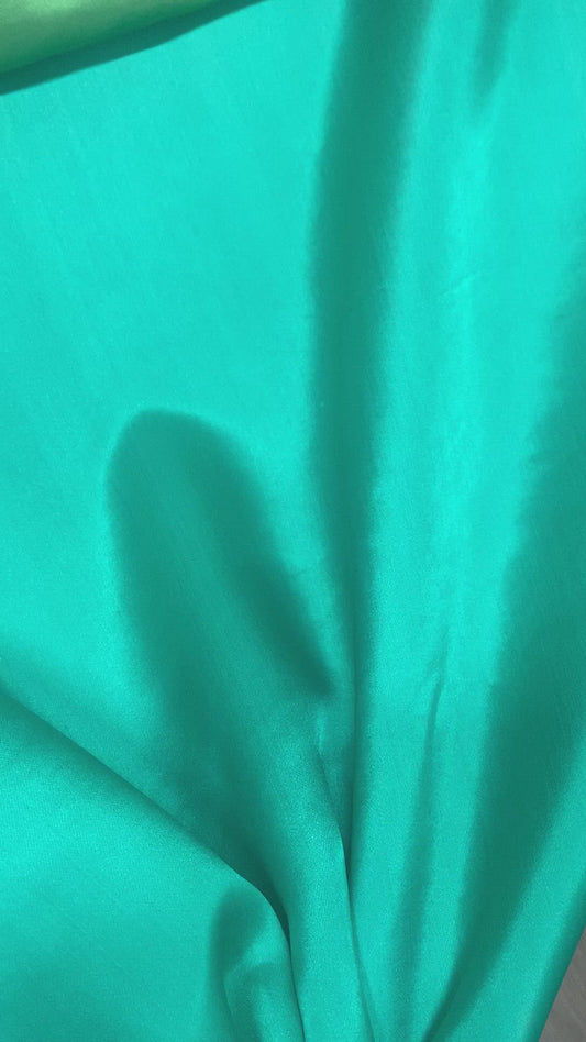 Turquoise Silk fabric by the yard - Natural silk - Pure Mulberry Silk - Handmade in VietNam